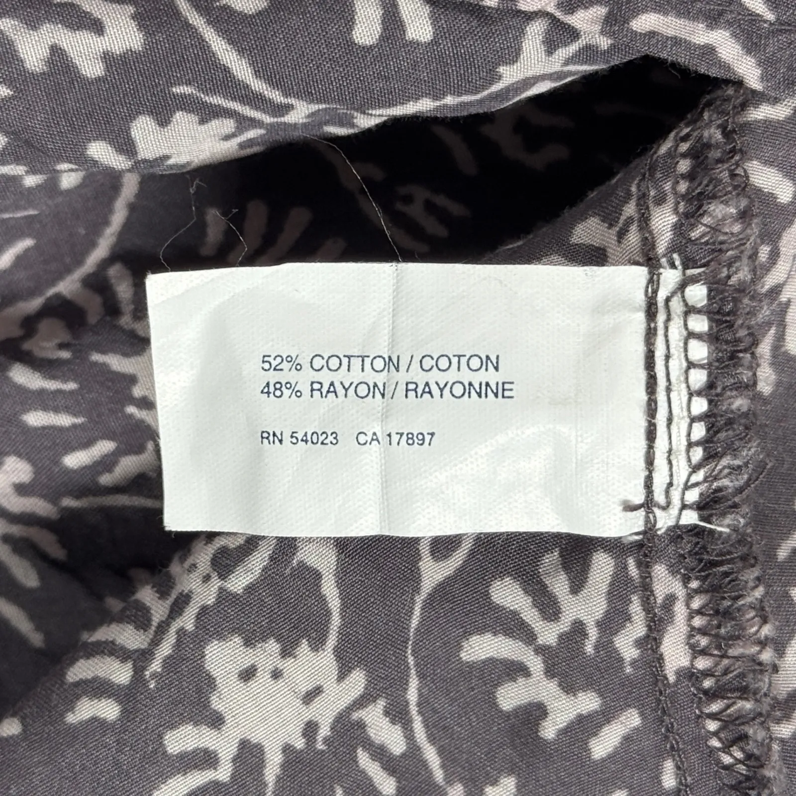 Gap Blouse Women Puff Sleeve Floral Print Popover Top Gray Neutral Casual Size S - Image 6