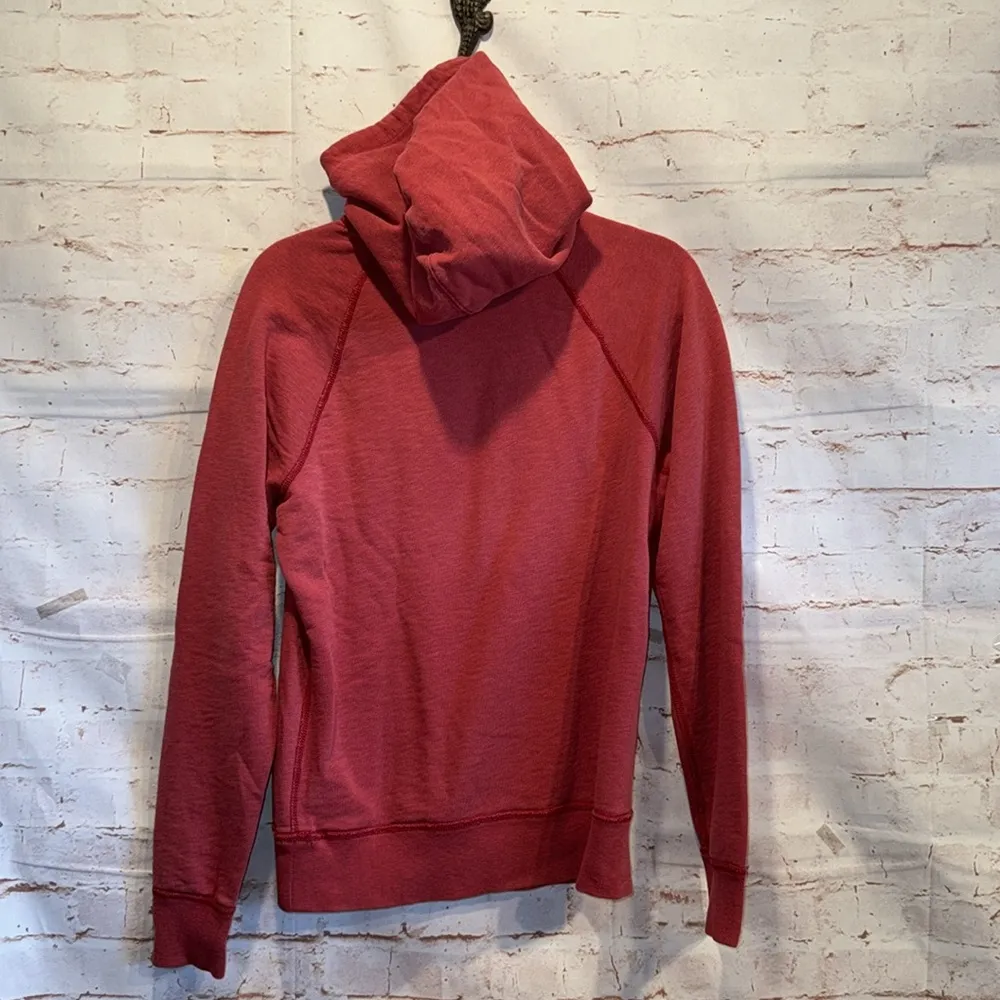 J Crew Sweatshirt Womens Small Heritage Vintage Fleece Hoodie Red Cotton - Image 4