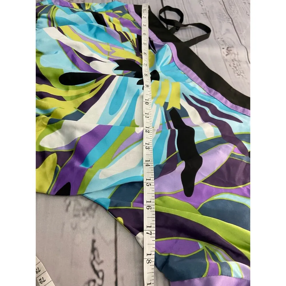 Iz Byer One Shoulder Blouson Top Womens S Smock Waist Side Slits Colorful Tunic - Image 7