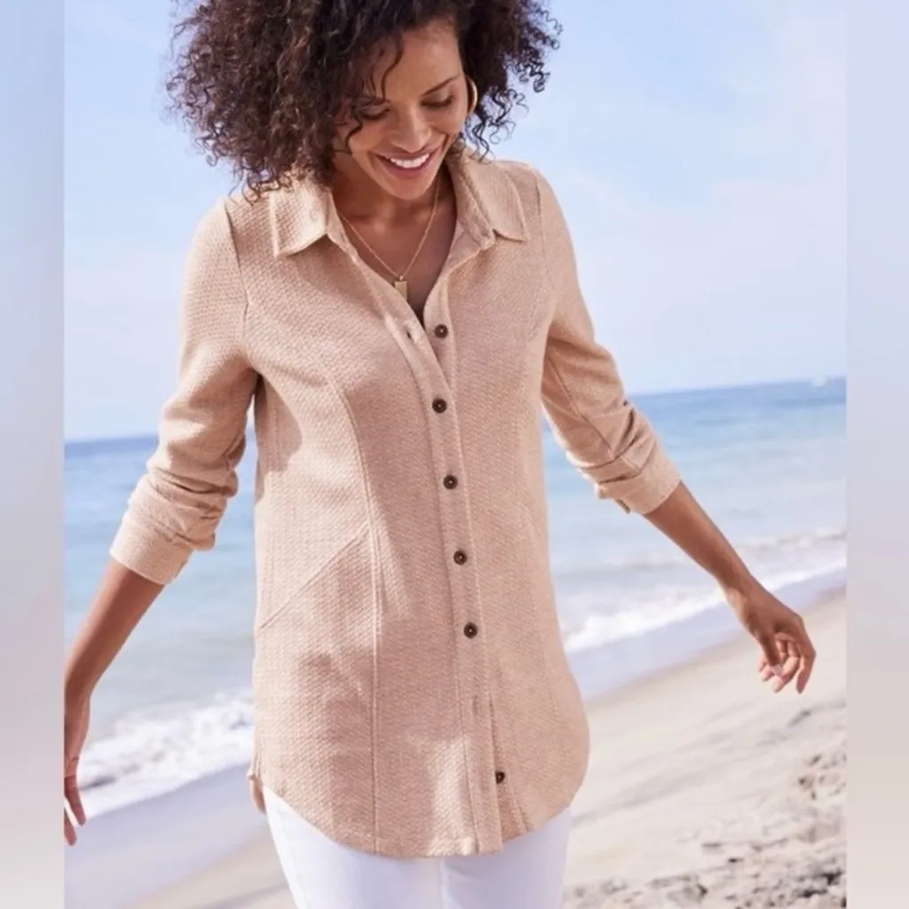 NEW Soft Surroundings Gale Peach Button Front Tunic Top Women’s Plus Size 1X - Image 2