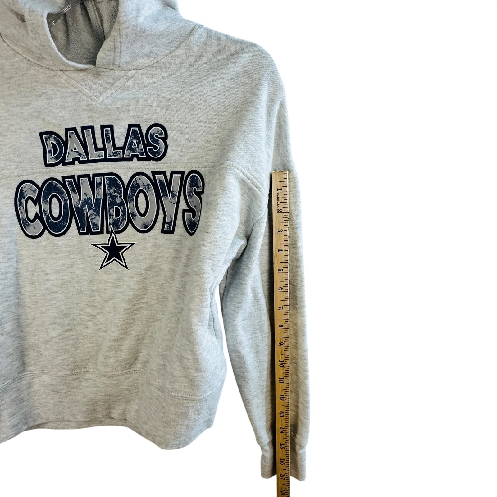 NFL Dallas Cowboys Cropped‎ Hoodie Womens Sleepwear Pullover Sweatshirt Gray S - Image 6