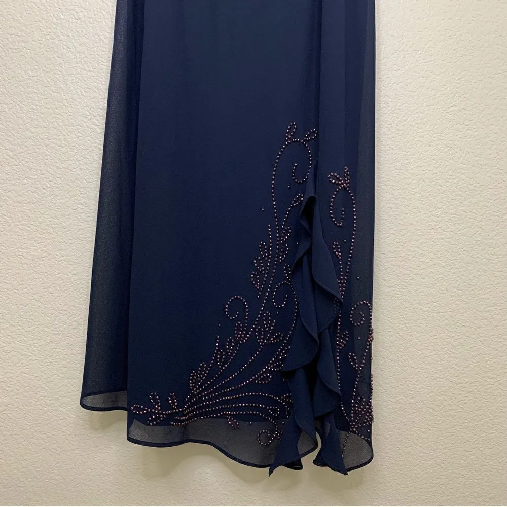 R&M Richards 2 Pieces Blue Embellished Cardigan Dress, Size 20W - Image 4