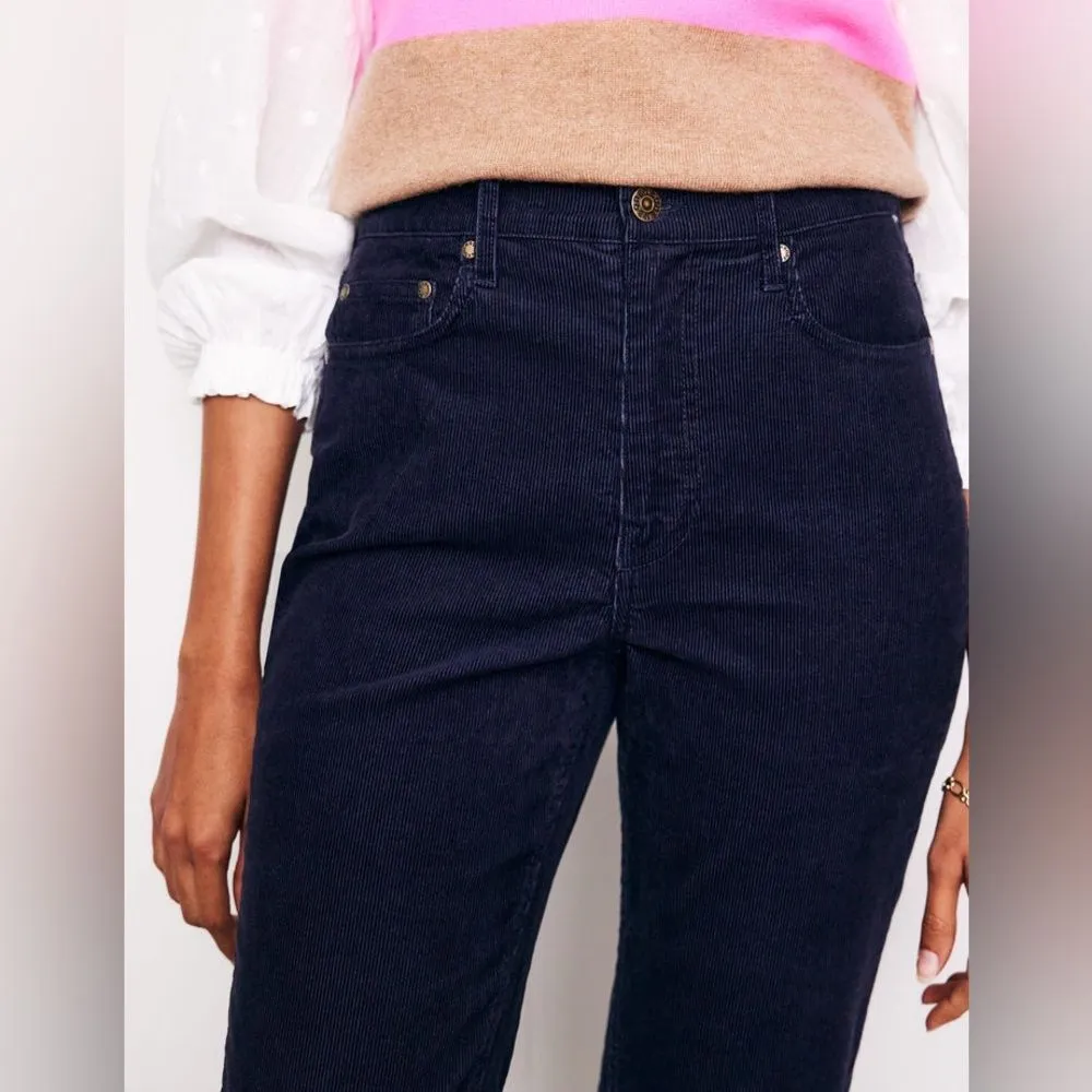BODEN Corduroy Slim Straight Pants Womens 6 Cord Jeans Navy Blue Academia Preppy - Image 5