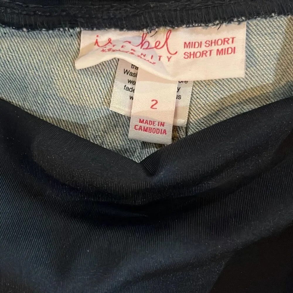 ISABEL MATERNITY Jean Shorts Size 2/26 Crossover Panel - Image 3