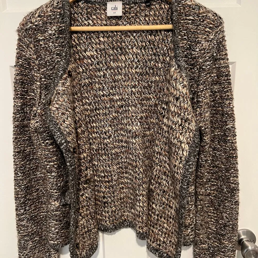 CAbi Ritz Knit Tweed Double Breasted Blazer Jacket Sweater Size M Career Button - Image 4