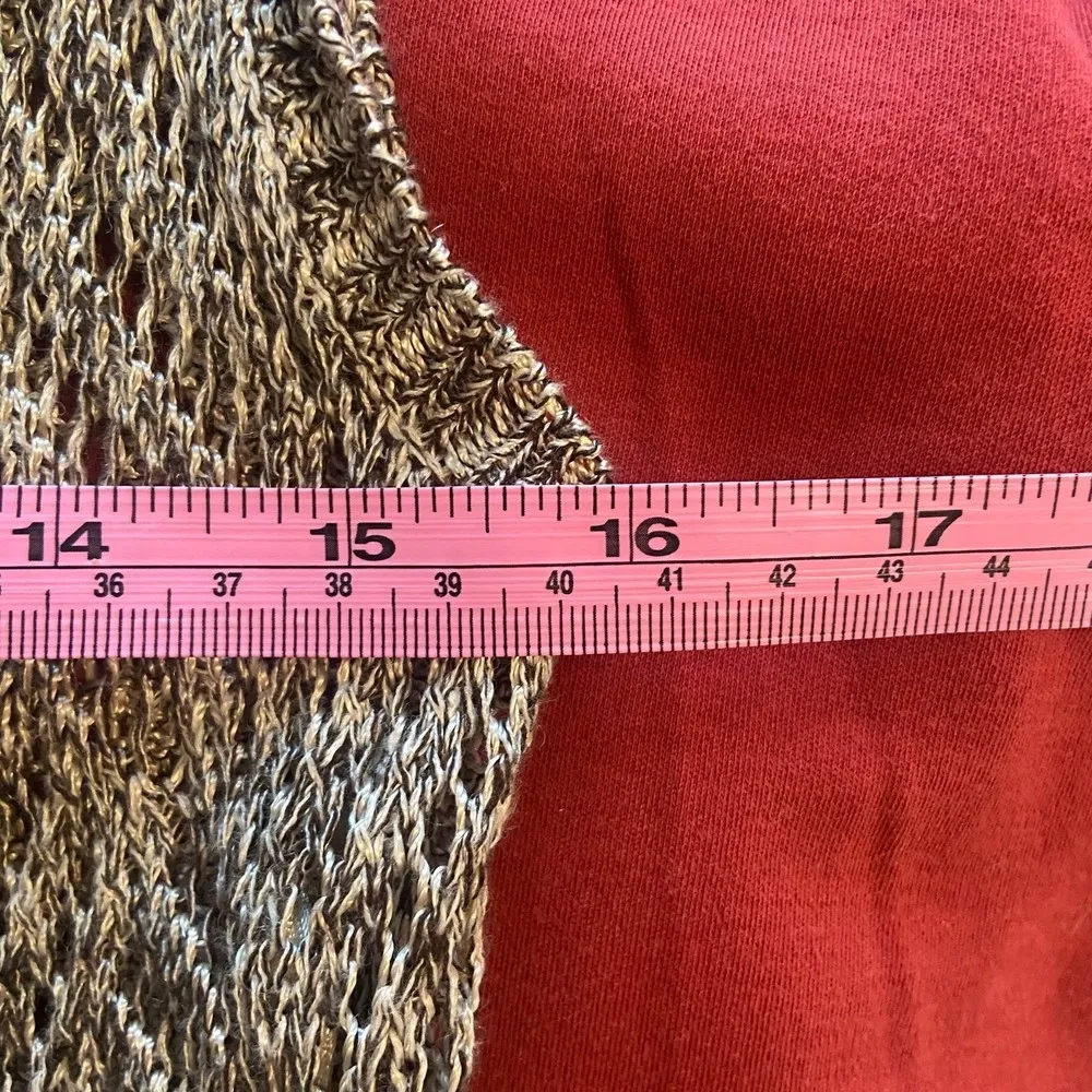 Chicos Tan Crochet V Neck Duster Cardigan Sleeveless Size XS - Image 10