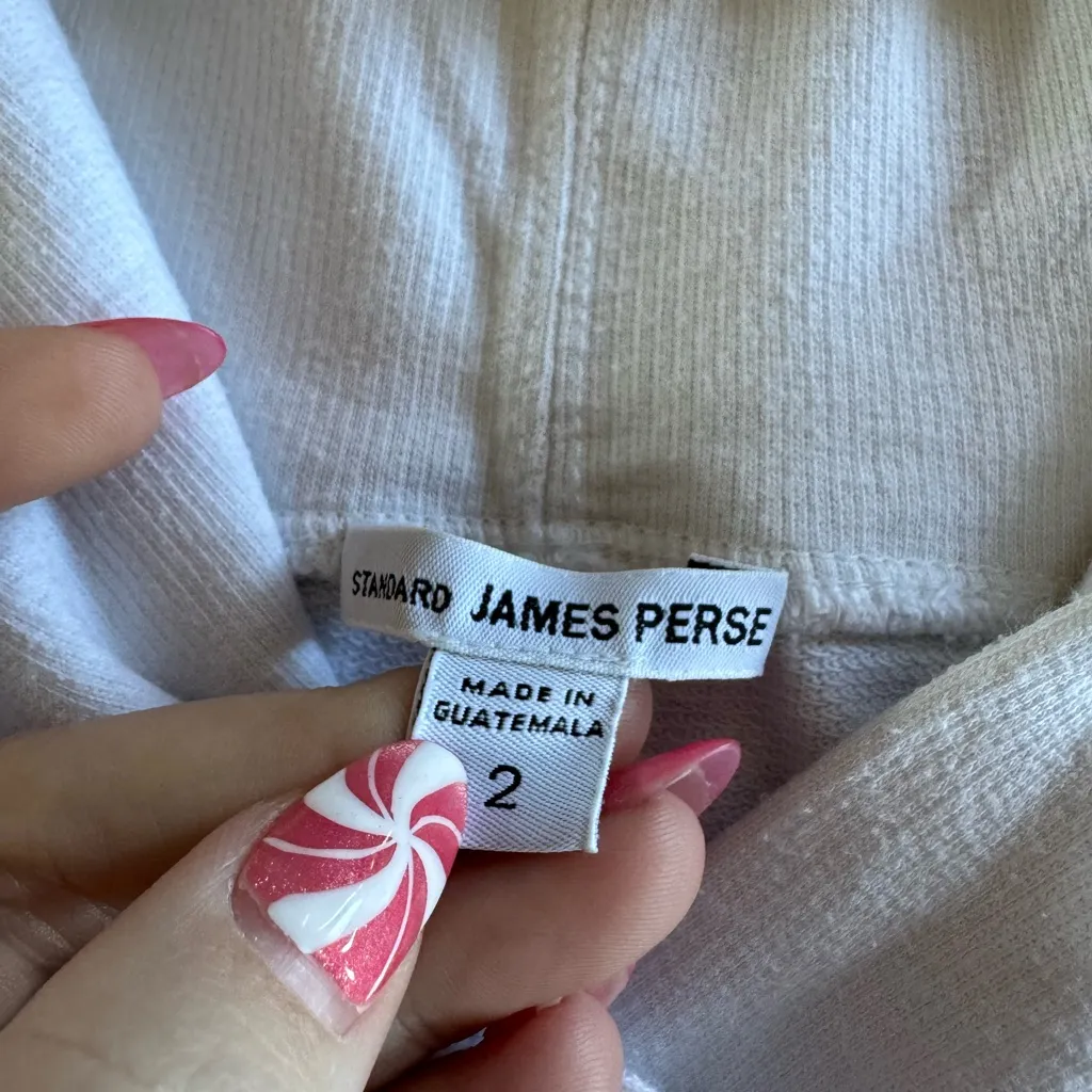 James Perse Standard 100% Cotton Pullover Hoodie 2 Small White Lightweight - Image 4
