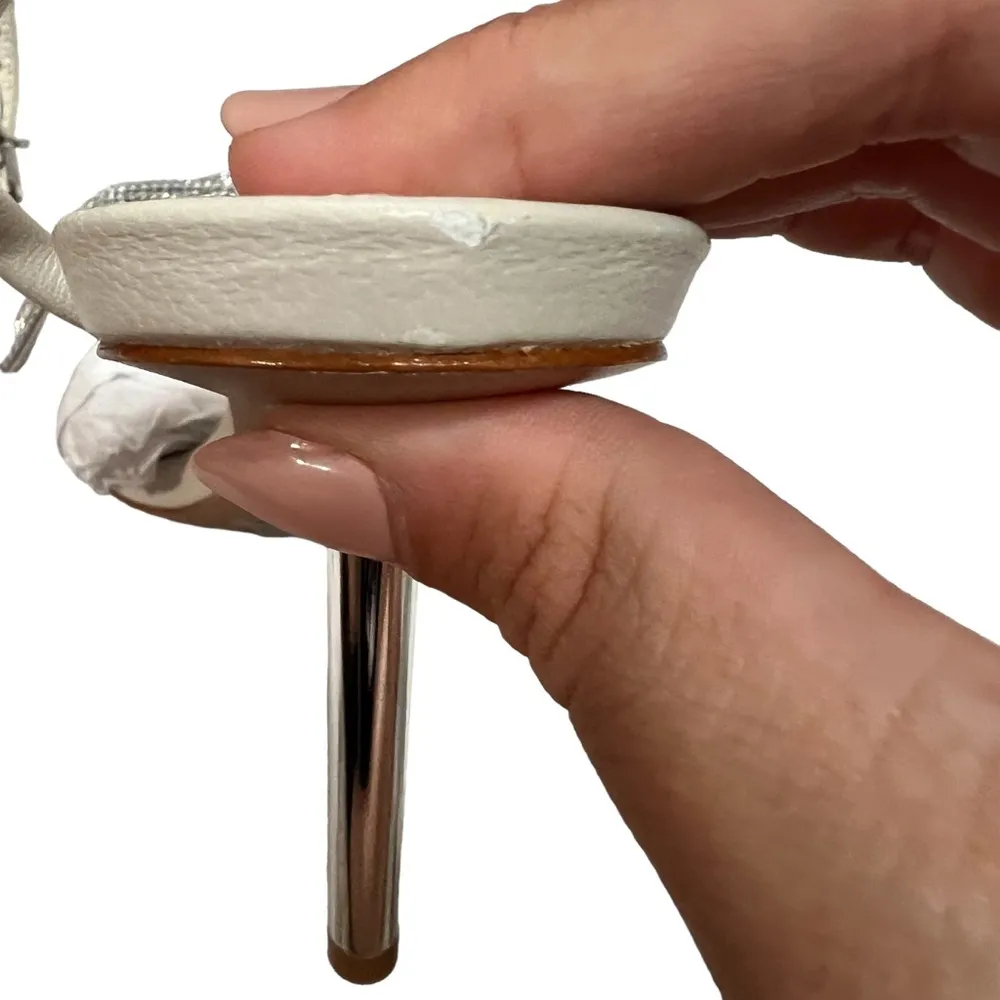 NEW NIB  Mila Rhinestone Bow Heel Sandal In Pearl - Image 15