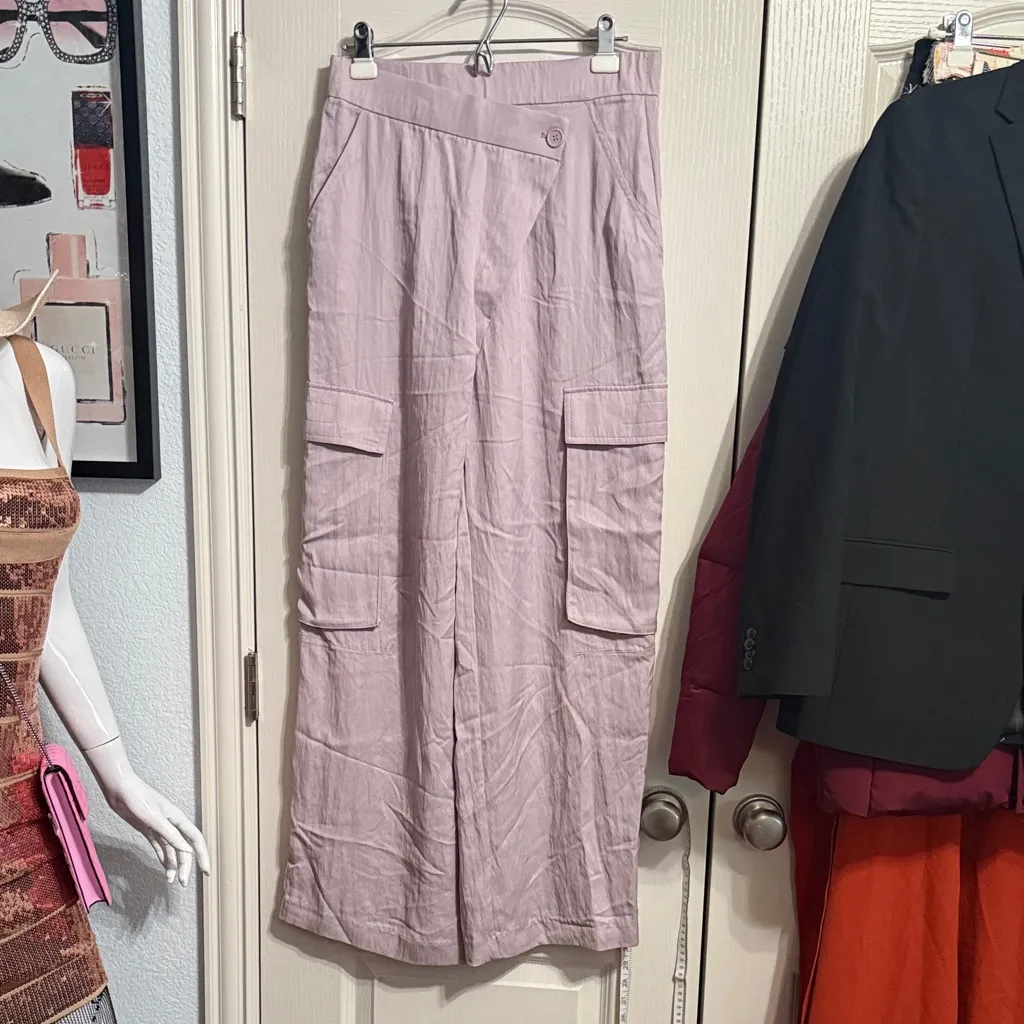 💖 NWT Zara Lilac Full Length Crossover Cargo Pants - Image 3