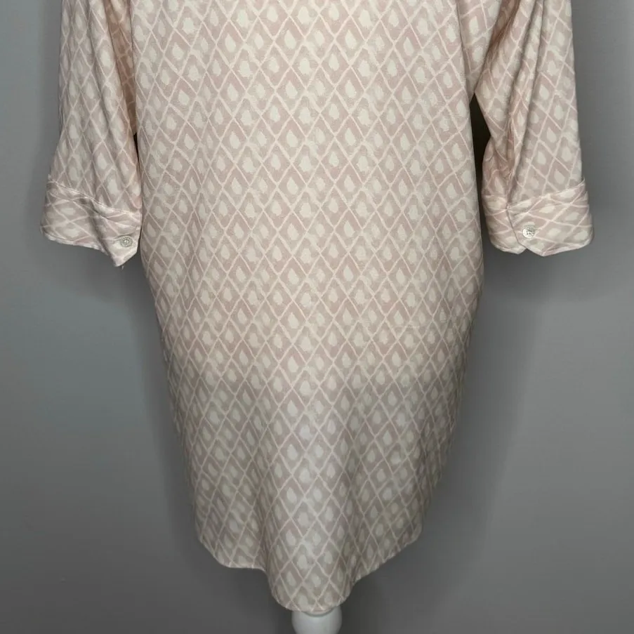 Amina Rubinacci Button Up Shirt Size 42‎ Small Pink Stretch Silk 3/4 Sleeves - Image 9