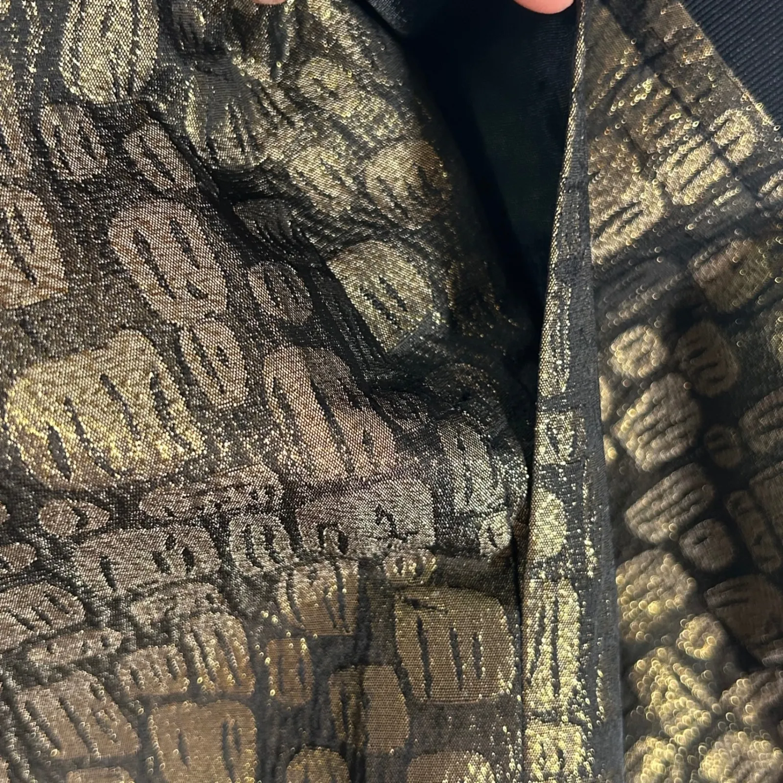 ANN TAYLOR LOFT petites Black Gold Jacquard Metallic Pencil Skirt Size 2 Petite - Image 8