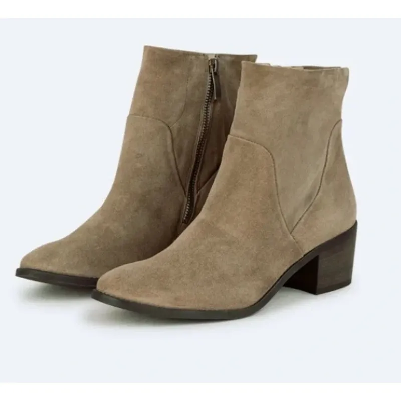 Paul Green Nicole Bootie Antelope Beige‎ Soft Suede Ankle Side Zip Size 6 NWOB - Image 2