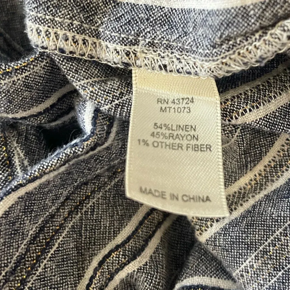 Women’s Linda Anderson linen blend wide leg blue stripe pants Medium - Image 5