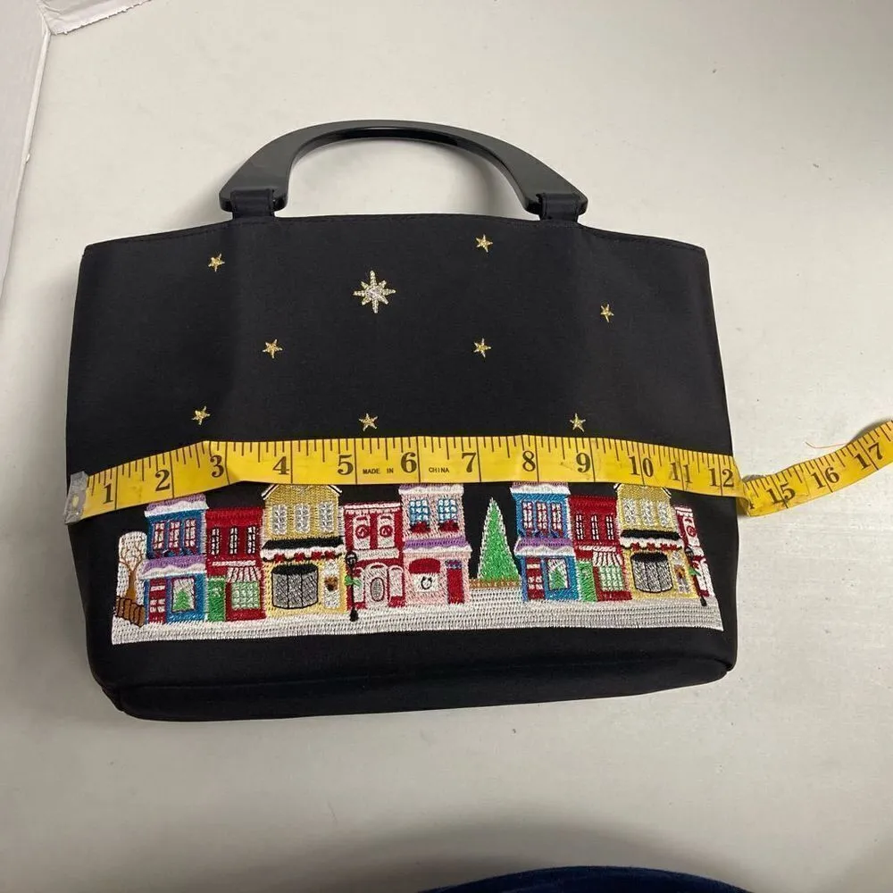 KIM ROGERS Christmas Embroidered Handbag Satchel Black 12X4X8❤️❤️HOST PICK 11.29 - Image 7