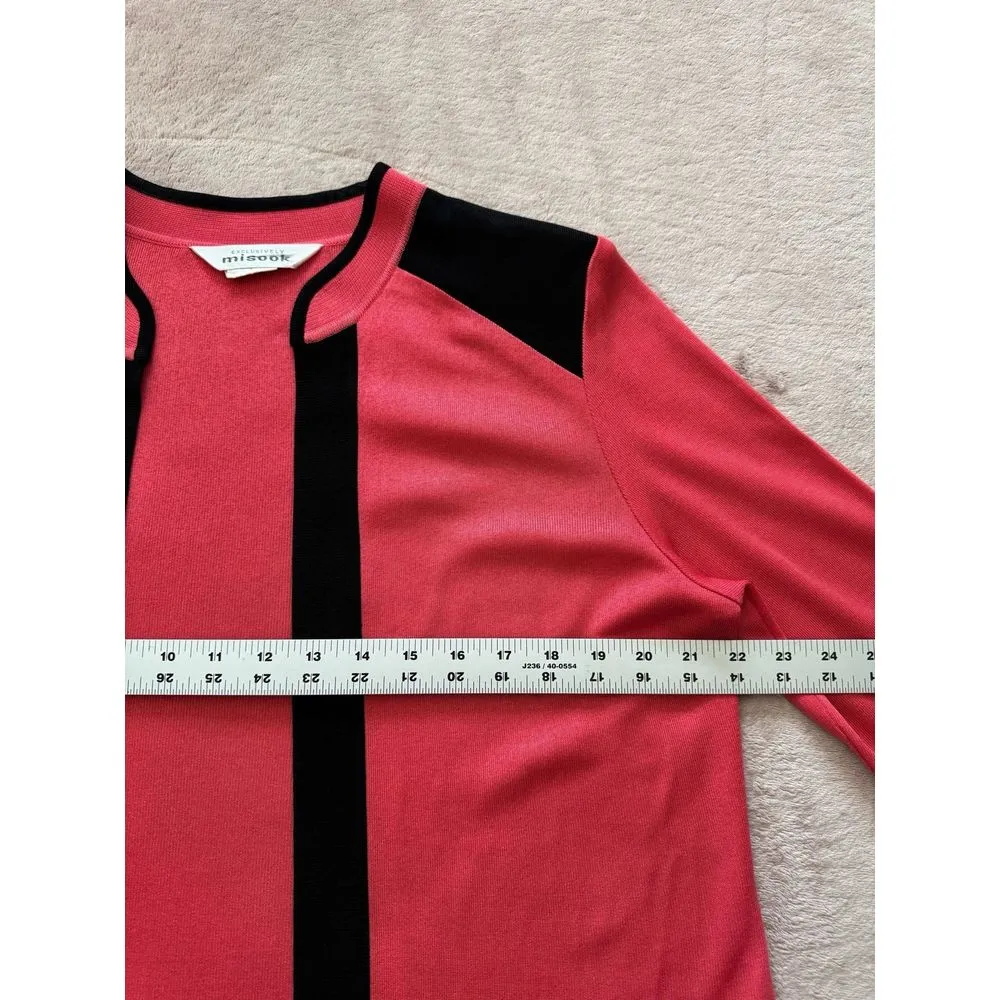 Misook Open Front Contrast Cardigan‎ Melon & Black Size Xsmall - Image 5