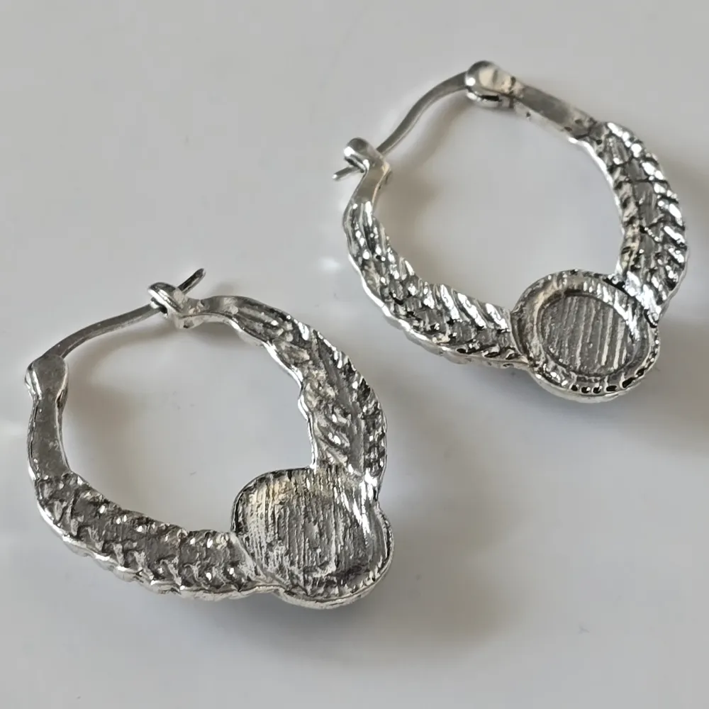 Vintage Natural Turquoises Stone Angel Wing Statement Earrings Silver - Image 2