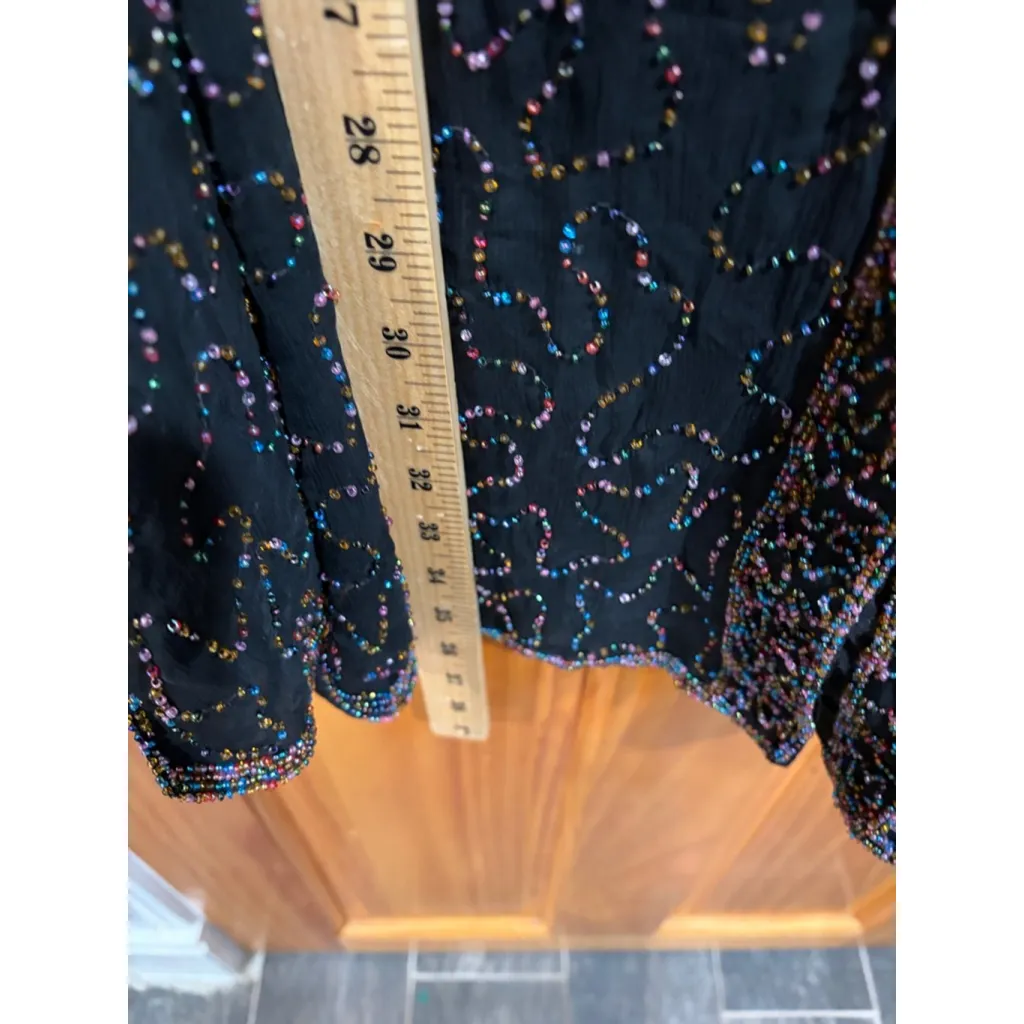 Vintage Saks Fifth Avenue Black Beaded Silk Jacket Holiday Cocktail - Image 6