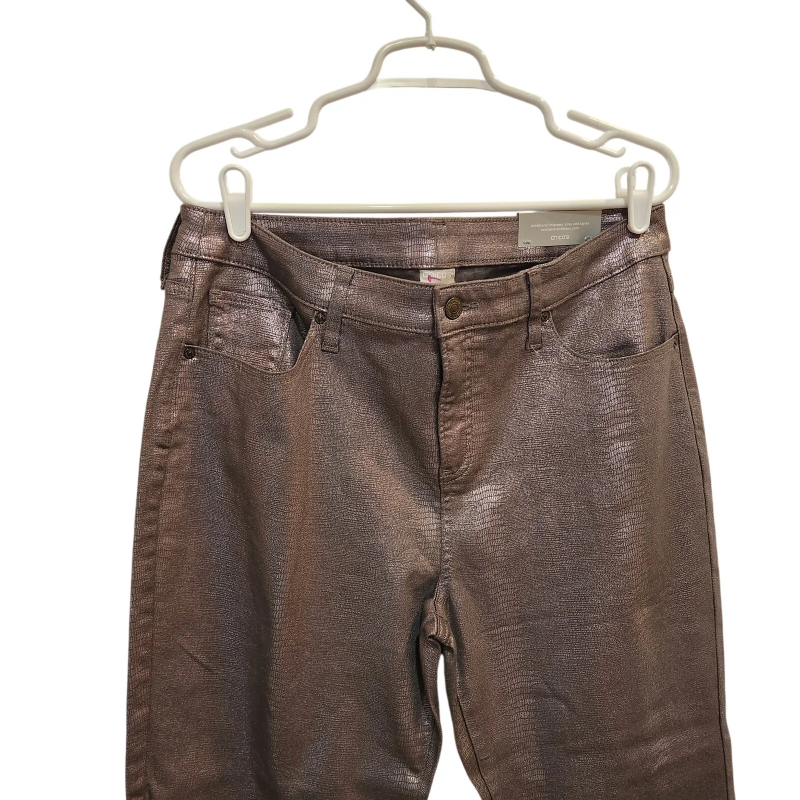 Chicos Hi-Rise Metallic Animal Skin Print So Slimming Girlfriend Jeans Sz 2 12R - Image 3