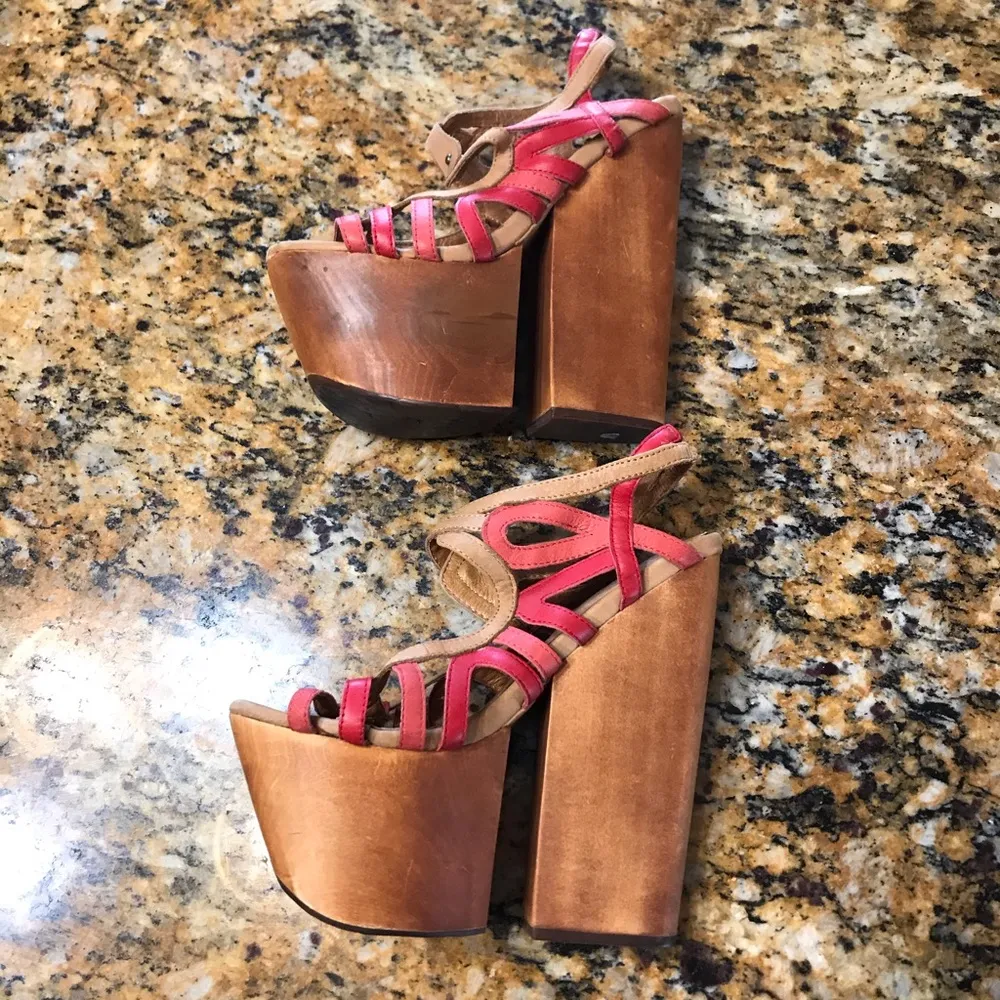Rare Jeffrey Campbell Havana Last Wooden Wedge Sandal sz6 - Image 3
