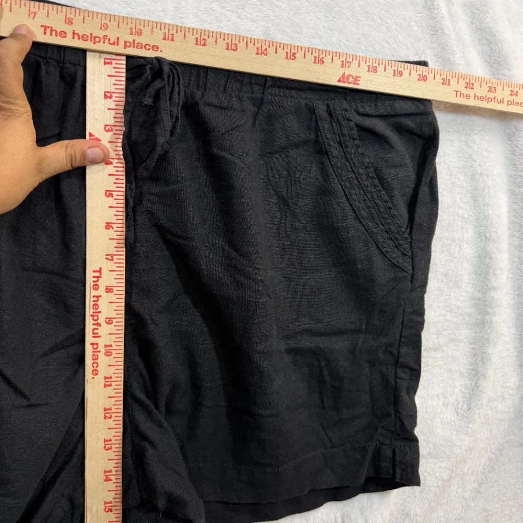 Briggs XXL Black Linen Shorts Elastic Waist Casual Summer Comfy Beach Minimalist - Image 6