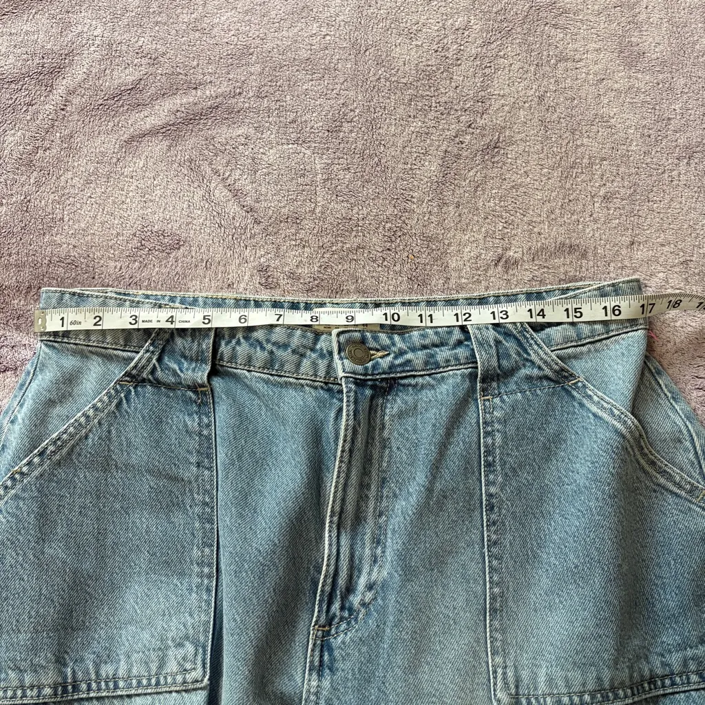 Cotton On Light Blue Wide Leg Cargo Jeans Sz 10 - Image 12