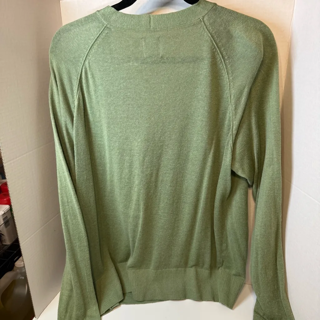 GAP Preppy Sage Green Button Up Lightweight Cardigan Cabincore Sweater Size L - Image 7