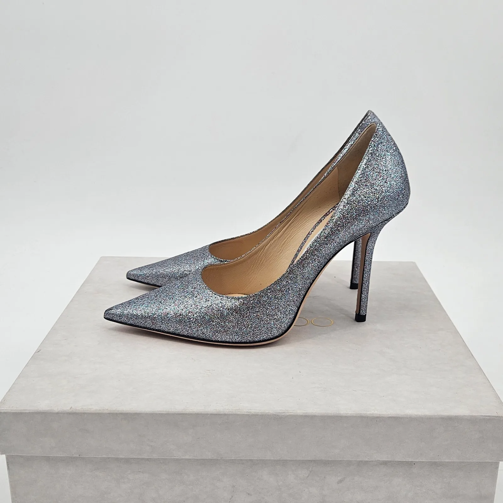 Jimmy Choo  100 Pumps Size 38 Pointed‎ Toe Glitter Heels - Image 5