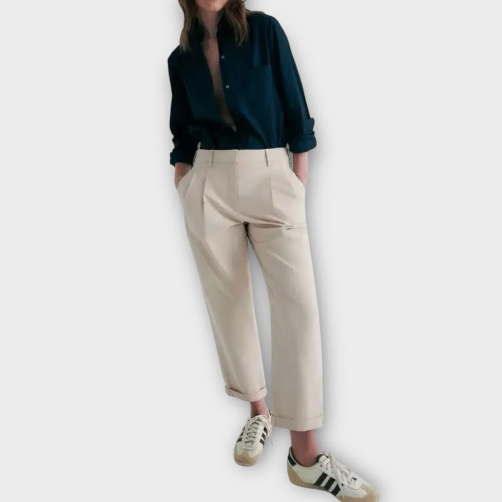 TWP Ivy High Waisted Straight Leg Pleated‎ Cuffed Trouser Pants Sz 0 $495 Tan - Image 2