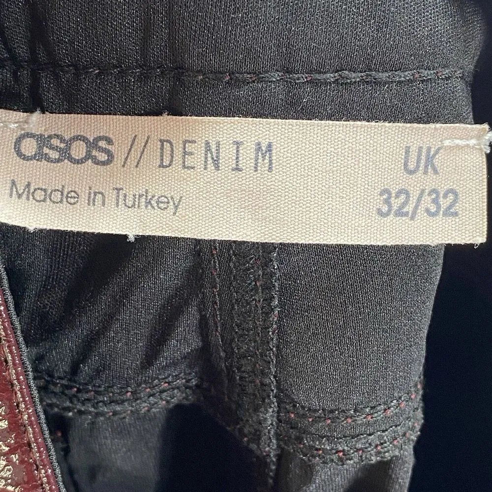 ASOS Jeans Womens‎ 32x32 Oxblood Vinyl Mid Rise 90's Straight Leg - Image 9