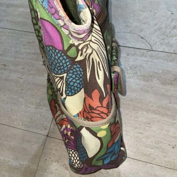 FOSSIL Women's Floral Leather &‎ Canvas Hobo Shoulder Bag/Tote Handbag - Image 8