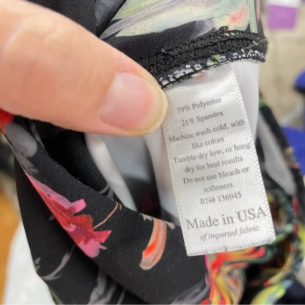 Kira Grace Black Floral High Rise Skinny Leggings Womens XS Boho Garden Yoga - Image 6