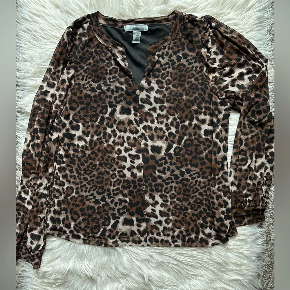 Cheetah print button down top Black Size L - Image 6