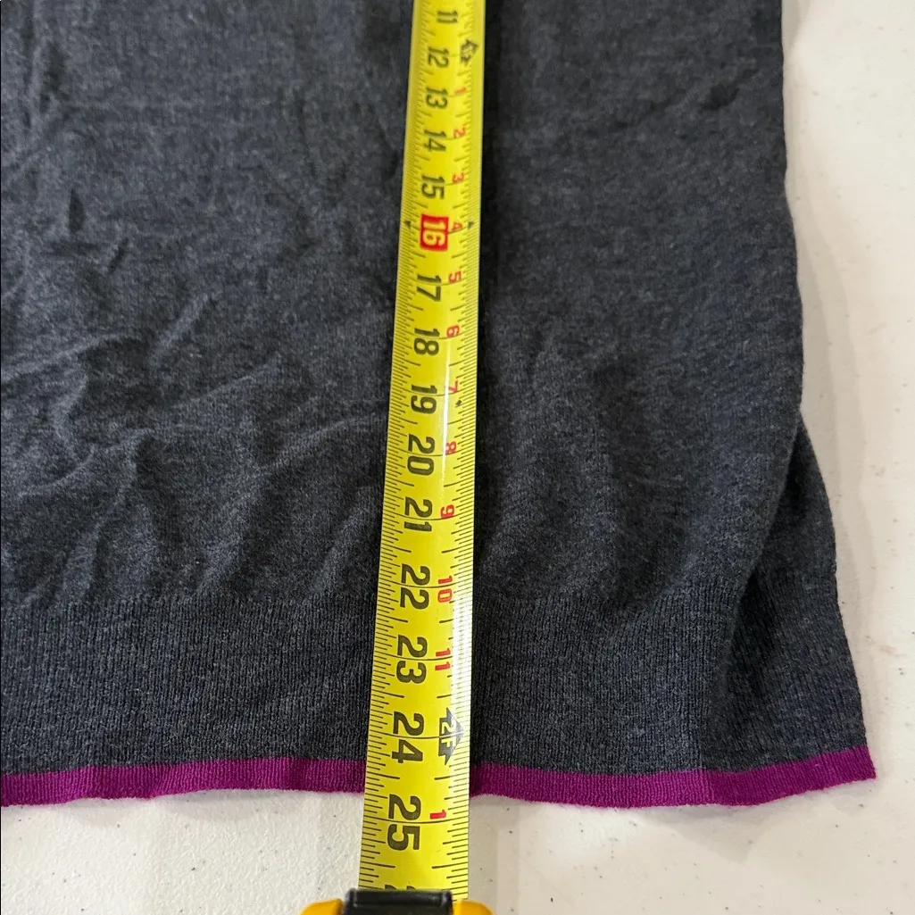 100%Cashmere Dark Gray Women's Sweatshirt with Multicolor Sleeve Details Size undefined - Image 8