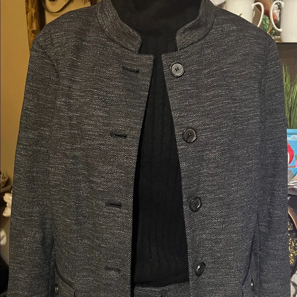 TALBOTS ITALIAN LUXE KNIT HERRINGBONE JACKET PANTSUIT  SIZE 16 - Image 5