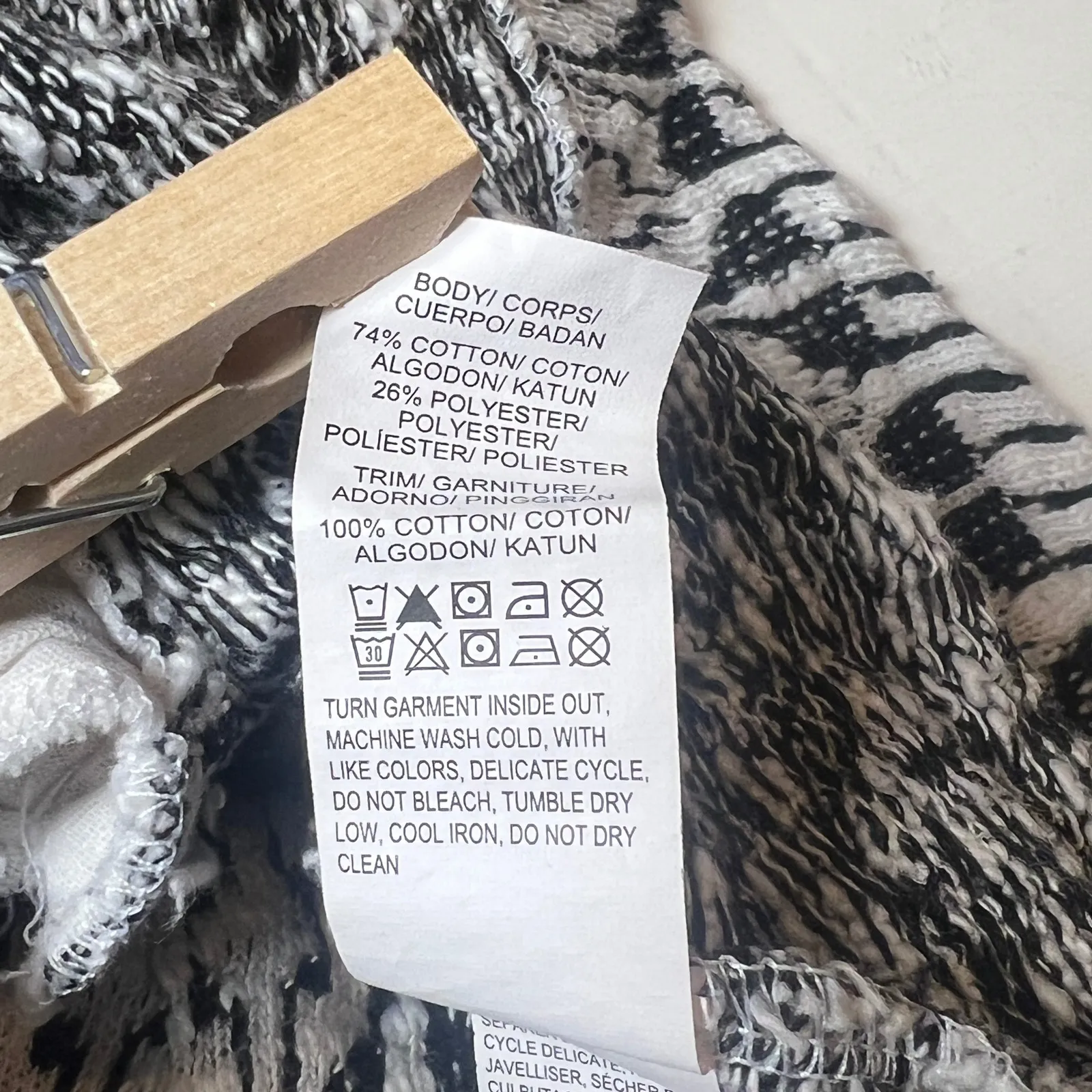 Lucky Brand Black White Knit Moto Jacket Medium - Image 8