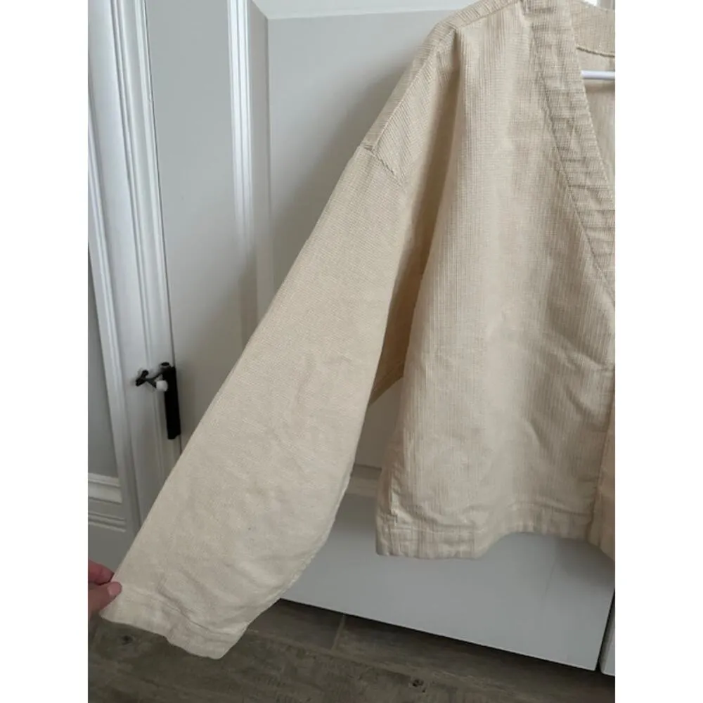 Madewell Waffle-Knit relaxed V-Neck Top. Size: L - Image 4