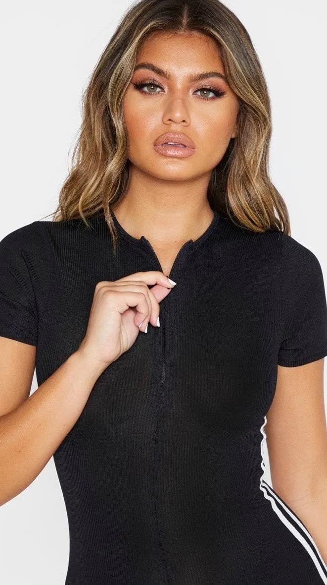 Black Bodycon Stripe Romper Size L - Image 4