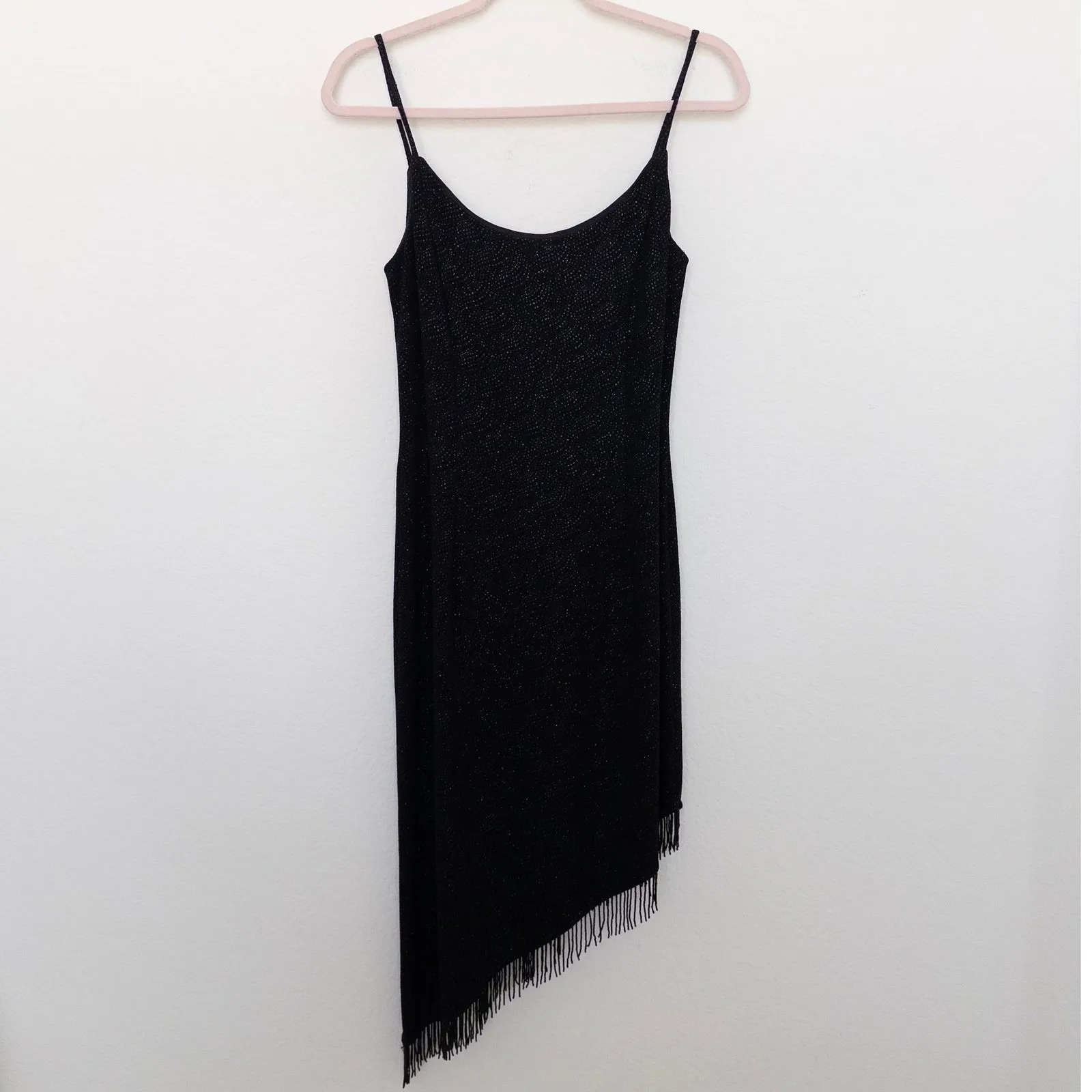 VTG Night Way Womens Dress Size‎ 10 Black Asymmetrical Sparkle Y2K Glam Goth - Image 2