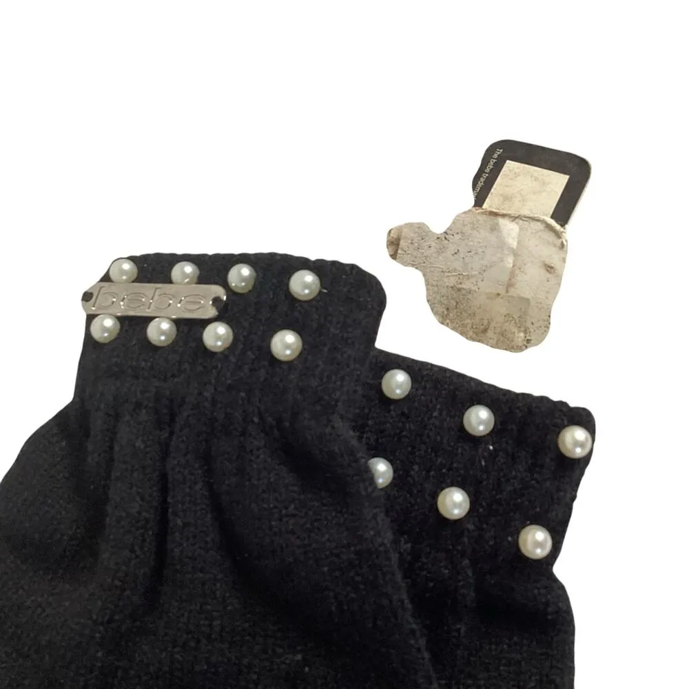 Bebe Pearl Embellished Knit Gloves - Image 2