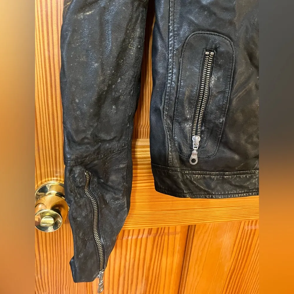 Whistles Black Leather Jacket Size 4 - Image 8