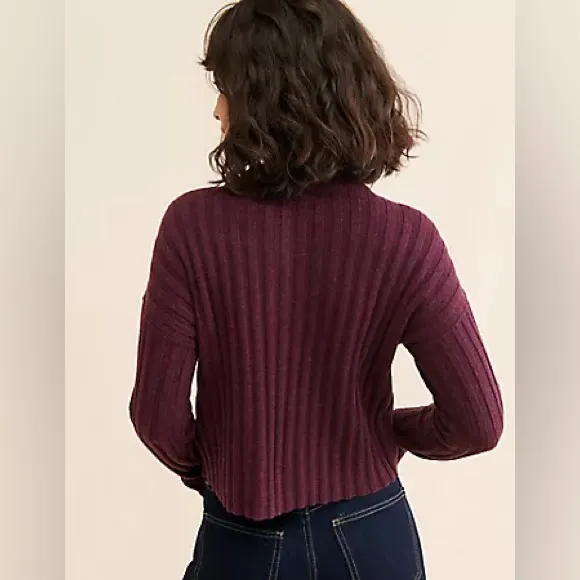 Elegant Plum Cowl Neck Sweater - Image 2