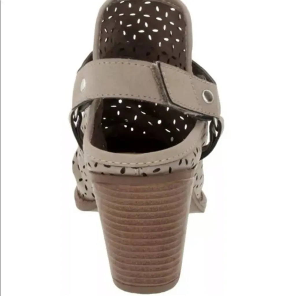 Sugar Temper Bootie Sandal Lasercut 7.5M Beige Stacked Heel Shoe Tan Size 7.5 - Image 5