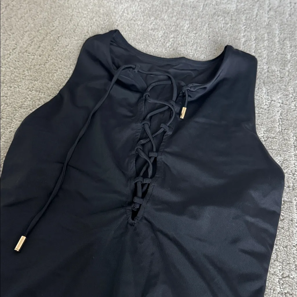 Andie Swim The Oahu One Piece Swimsuit Black lace up high neck back sexy - Image 10