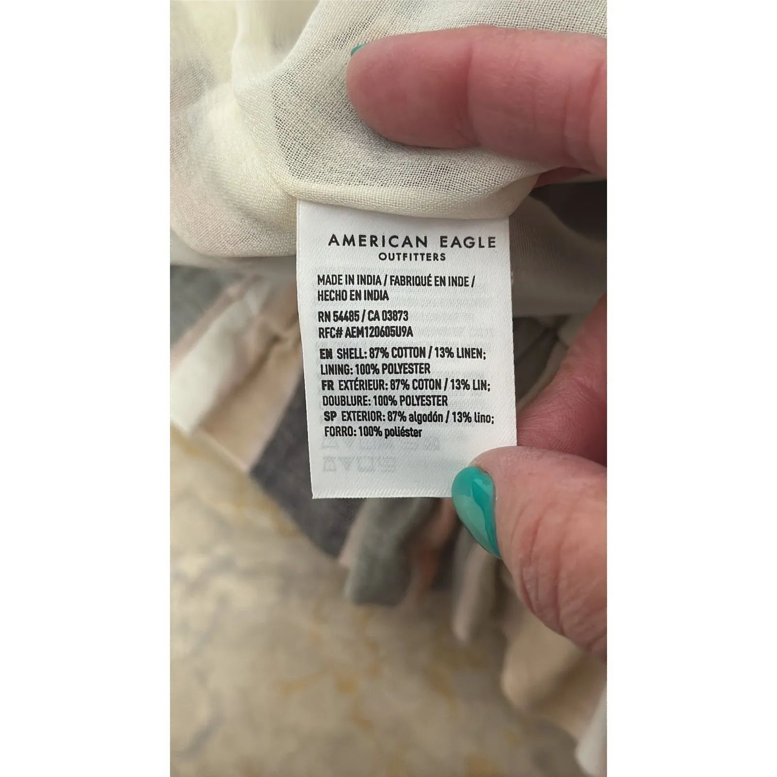 American Eagle Striped Mini Skirt with‎ Belt Womens M Beige Green Pockets - Image 8