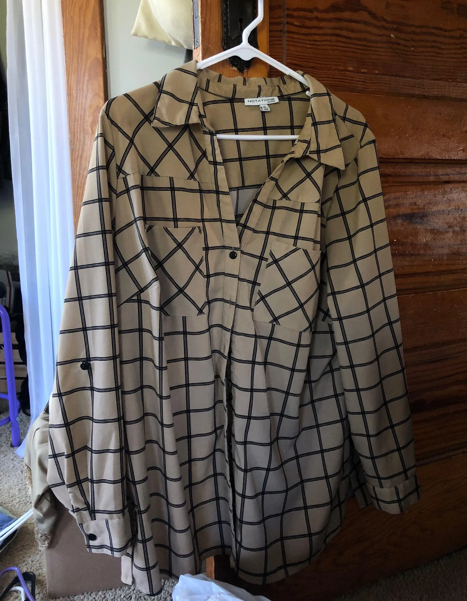 Notations Square Line Fall Button Up - Image 3