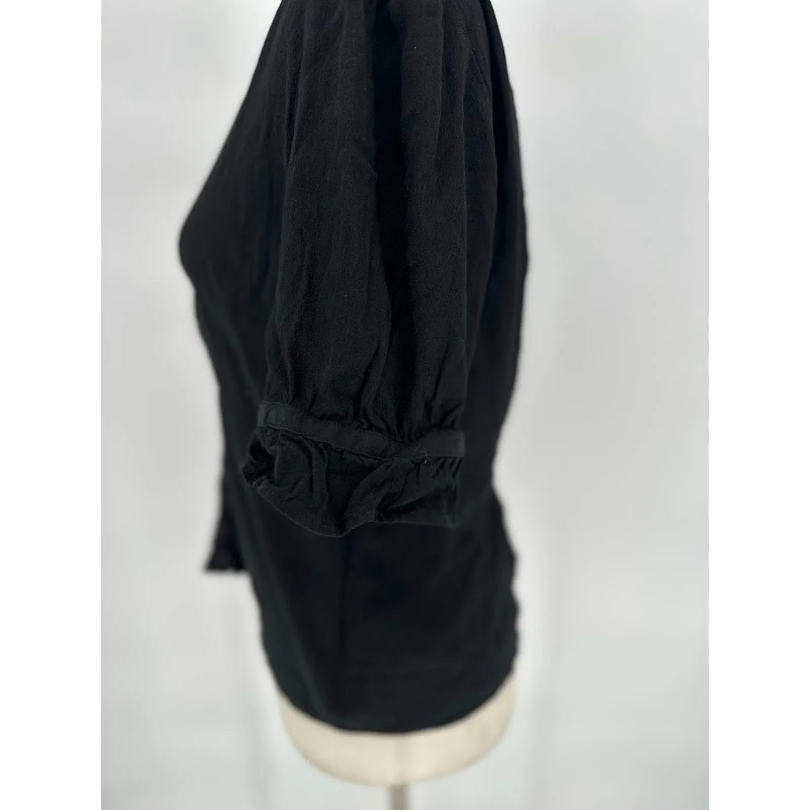 Madewell Top 10 Black Button Short Sleeve Ruffle Neutral Basic Whimsigoth - Image 2