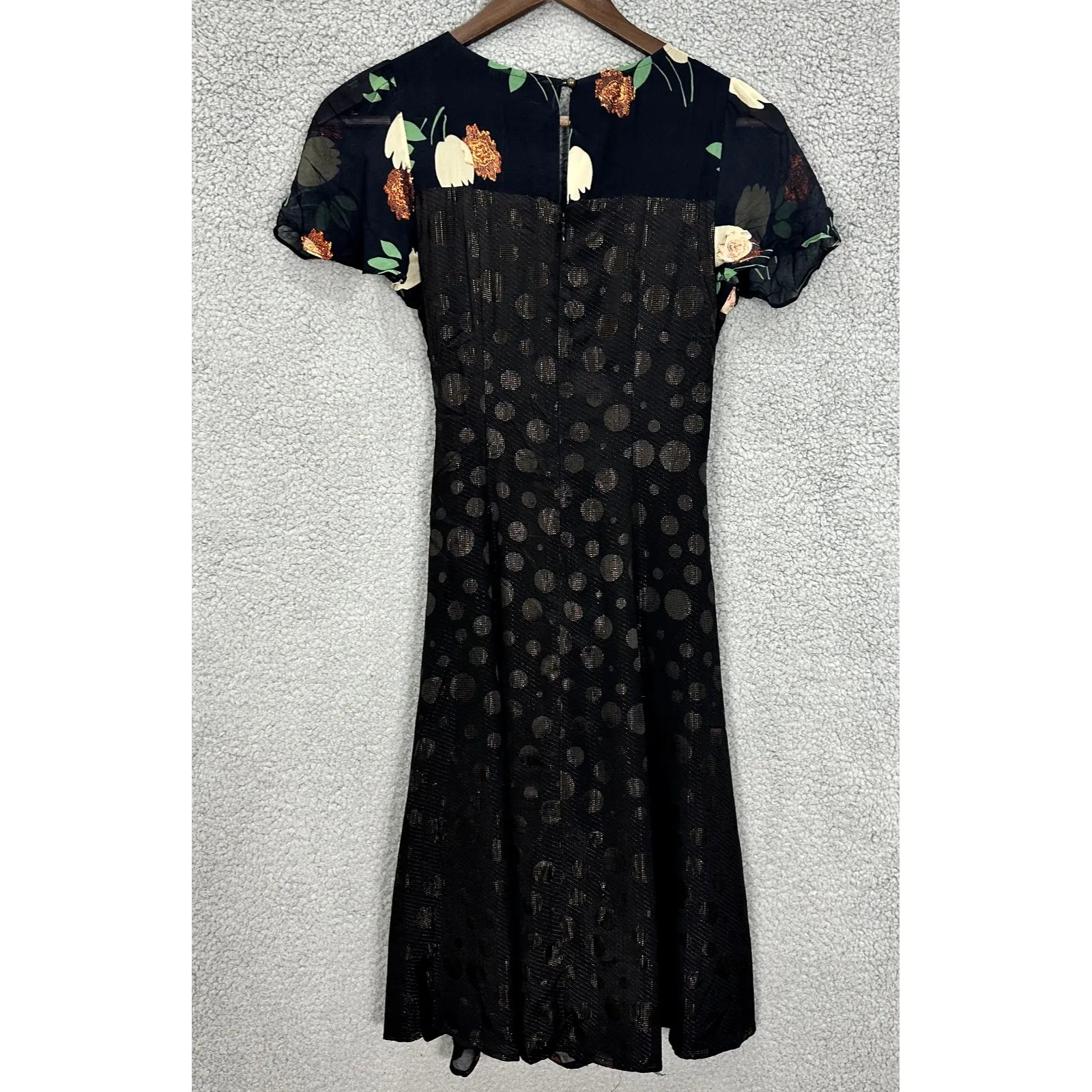 Anthropologie‎ Moulinette Soeurs Dress 0 Black  Mixed Print Wrap Boho Cottage - Image 3