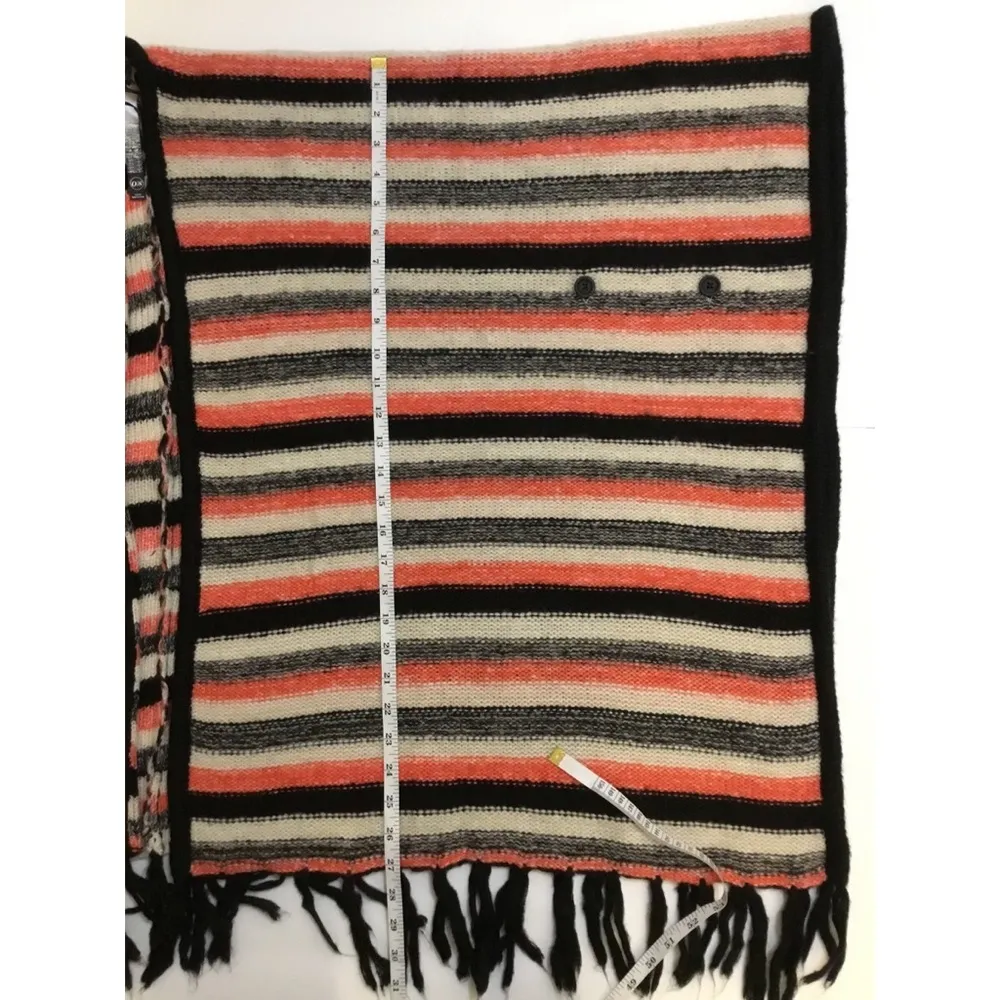 Kensie Coral/Black/Cream Stripe Knit Sweater  Shrug Poncho Sz O/S - Image 4