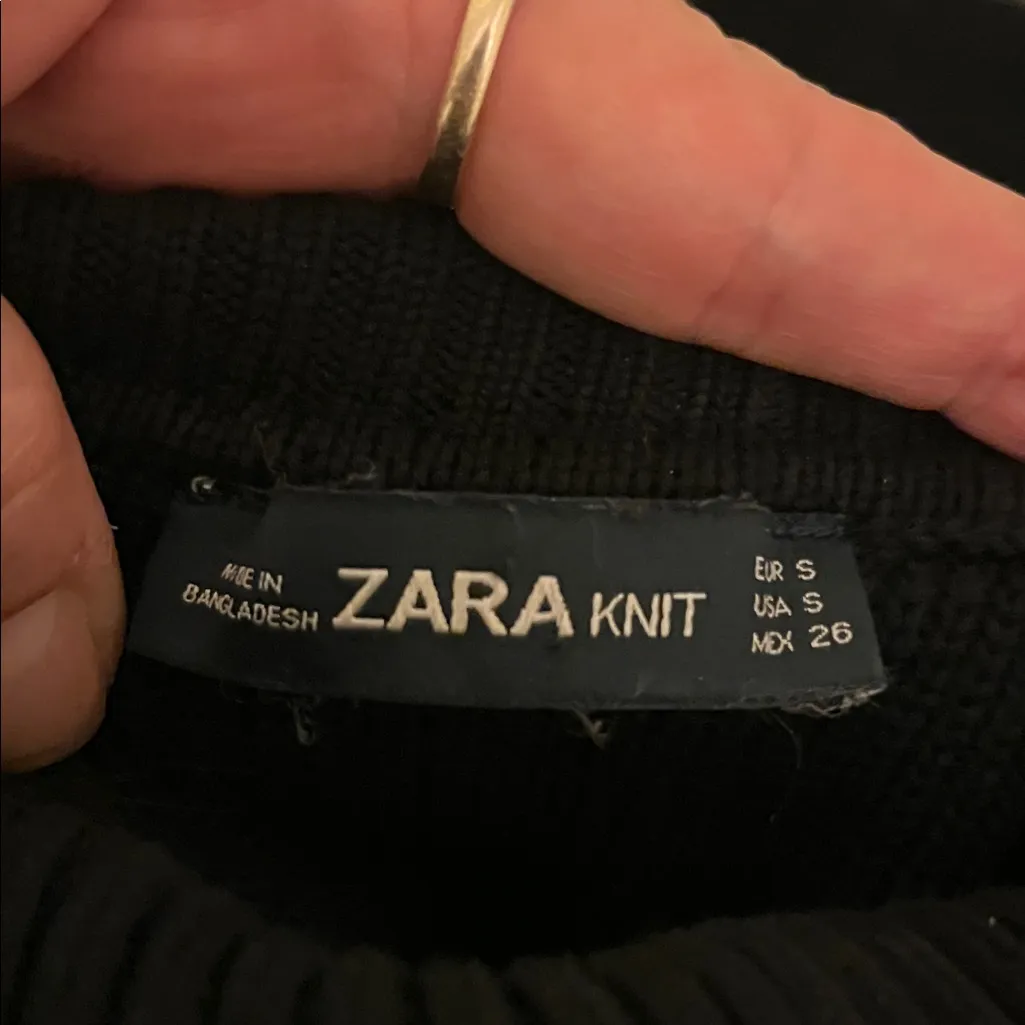 Zara Knit Black Ribbed Side Tie Turtleneck Sweater - Image 2