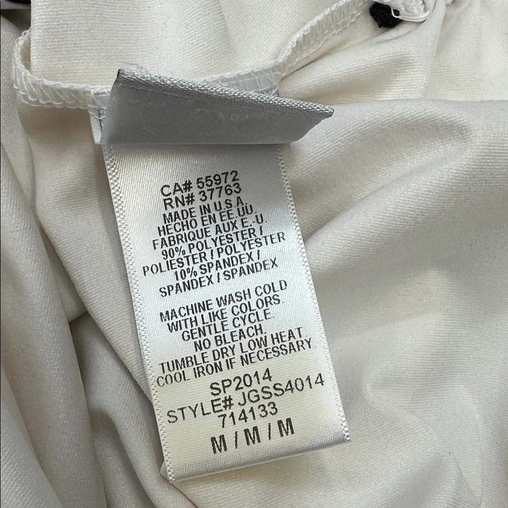 Jag Zip Up Front Half Sleeve Ruched Crew Neck Top White Black Womens Medium - Image 13